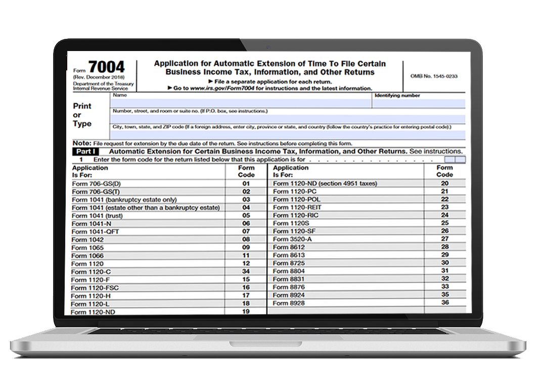  IRS Form 7004 2020